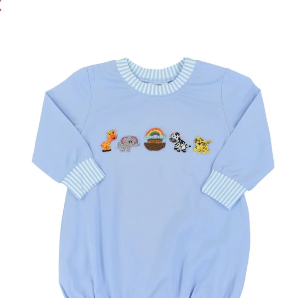 Blue Kids Bubble with Animal Embroidery
